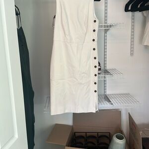 Ann Taylor Ivory Side-Button Mini Dress
